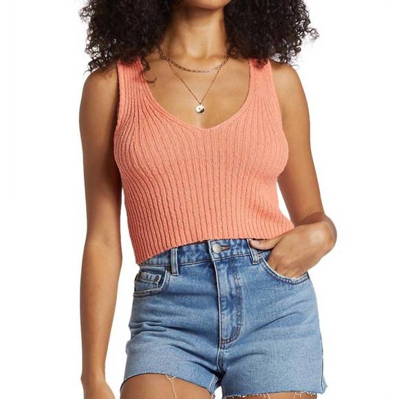 NEW BILLABONG ryann sweater tank top in peach paradise - Picture 1 of 5